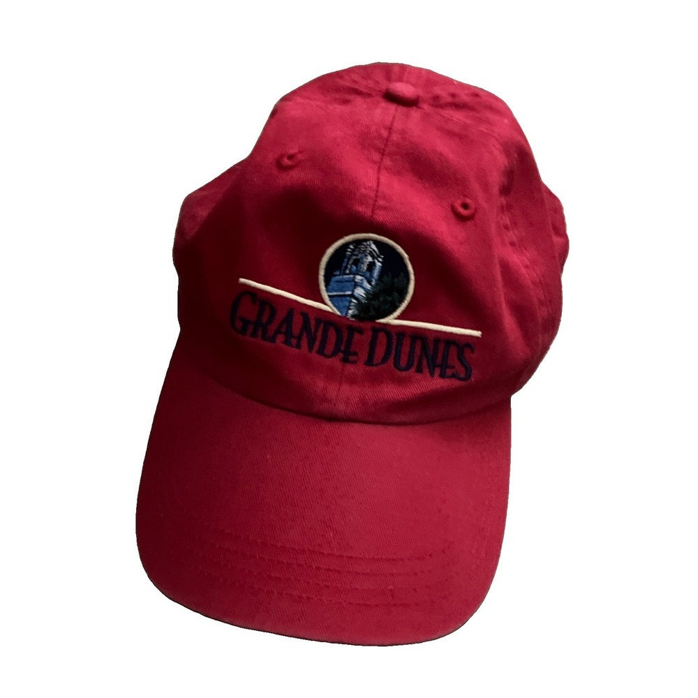 Grande Dunes Golf Club Fleece Baseball Cap Hat Red Adjustable Ahead